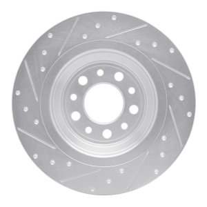 Jeep Cherokee Brake Rotor (1) - Rear Right - R1 Concepts - Drilled & Slotted - Silver - `14-`23